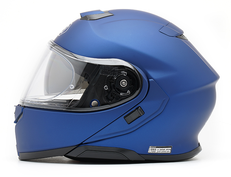 Shoei Neotec 3 matt metallic blue side profile